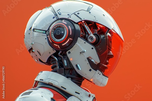 Futuristic Robot Head in Artificial Intelligence Era