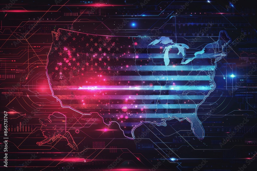 Digitalized American Flag: A Glowing Tribute to Technology Digitalized American Flag: A Glowing Tribute to Technology