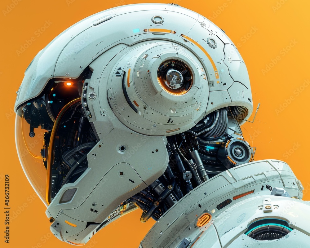 Fototapeta premium Futuristic Robot Head with Advanced Technology