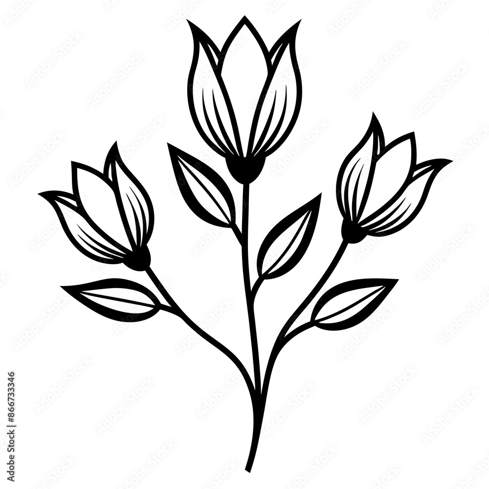 A flower buds line art vector silhouette A flower buds line art vector silhouette