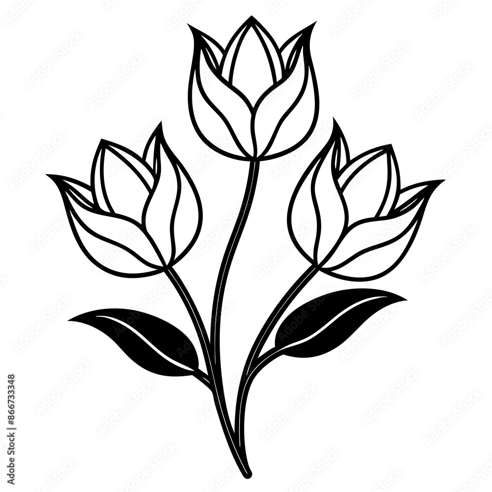 A flower buds line art vector  silhouette