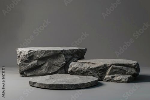 A pair of rocks situated closely together in natural surroundings