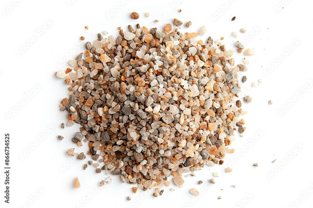 A compact pile of gravel on a white surface A compact pile of gravel on a white surface