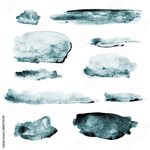 Set of watercolor stains for design. Watercolor texture with brush strokes