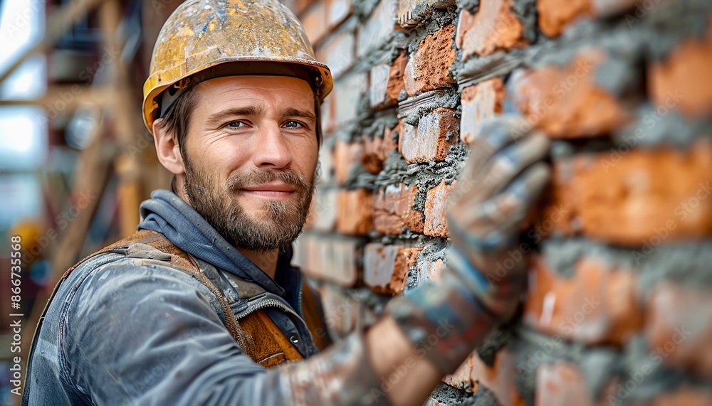 Mason Building Wall A mason working on a brick wall Mason Building Wall A mason working on a brick wall