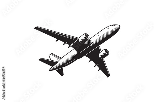 Plane vector silhouette black and white design