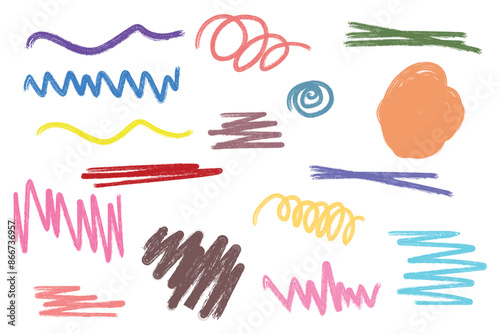 Set of hand drawn colorful grunge doodle vector illustration design element