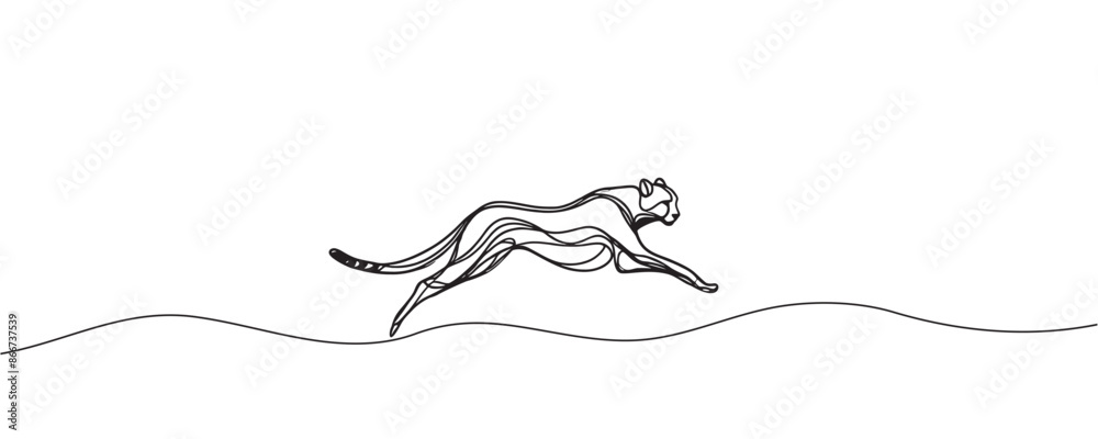 drawing of a wild leopard. One line drawing vector illustration drawing of a wild leopard. One line drawing vector illustration