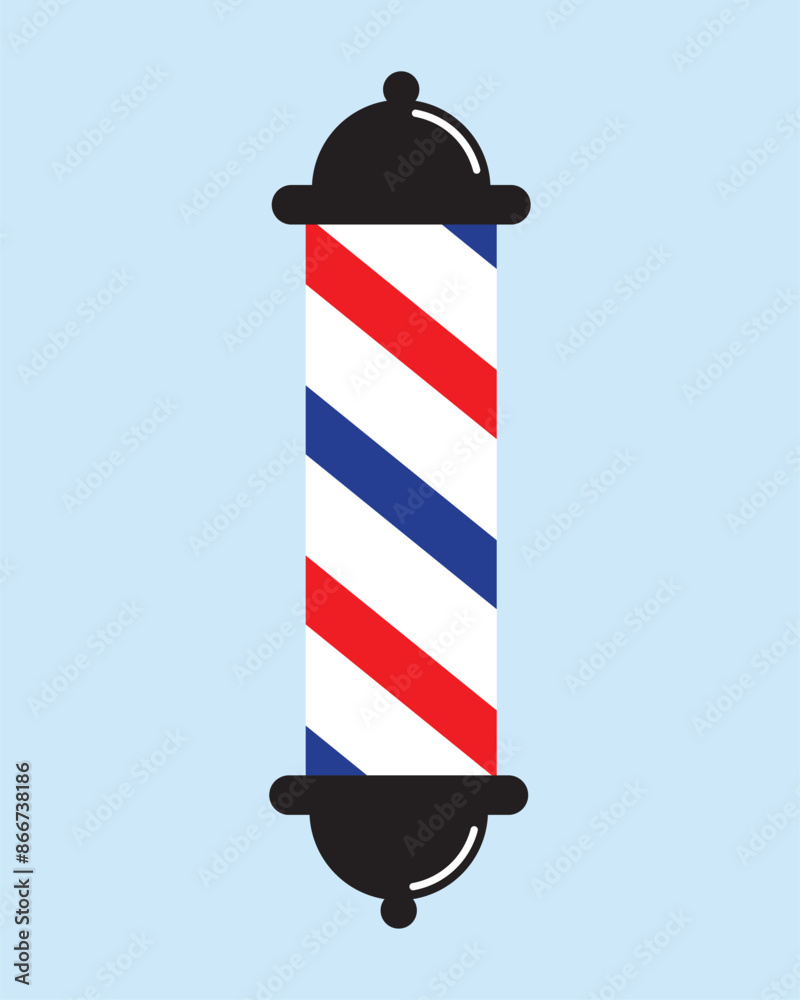 Barber pole icon vector sign illlustration design isolated. Classic Barber shop Pole signboard with a shop pole with red, blue and white stripes. Barber pole icon vector sign illlustration design isolated. Classic Barber shop Pole signboard with a shop pole with red, blue and white stripes.