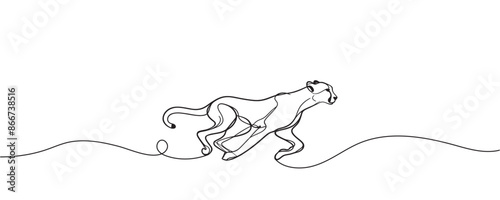drawing of a wild leopard. One line drawing vector illustration