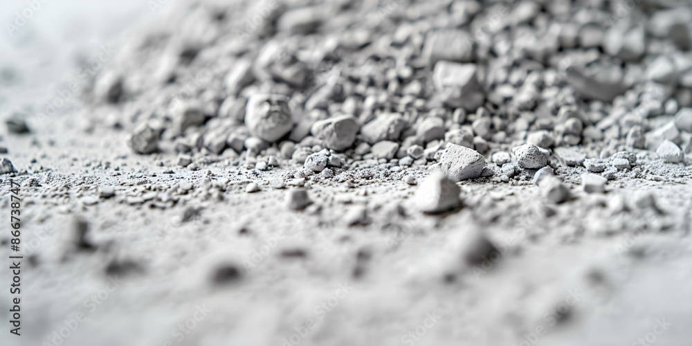 Covered in Powdery Substances Gray Surface with Gypsum, Clay, and Diatomite. Concept Powder Surface, Mineral Deposits, Gray Sediments, Industrial Materials Covered in Powdery Substances Gray Surface with Gypsum, Clay, and Diatomite. Concept Powder Surface, Mineral Deposits, Gray Sediments, Industrial Materials