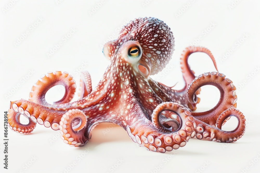 Obraz premium Close-up of an octopus on a white surface, suitable for use in scientific or educational contexts