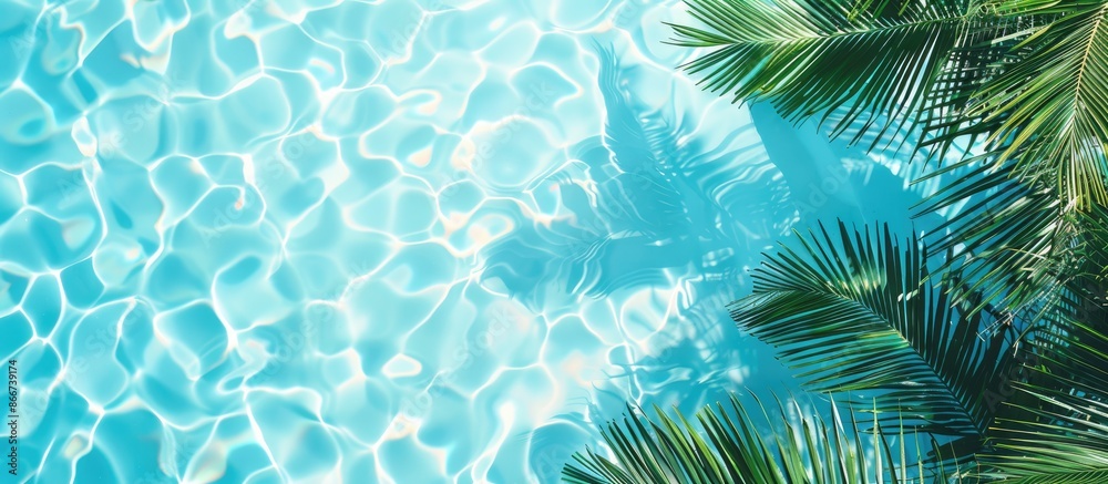 Pool edge and water with exotic summer vibes. Minimal vacation idea captured in a flat lay, top view composition with space for text. Pool edge and water with exotic summer vibes. Minimal vacation idea captured in a flat lay, top view composition with space for text.