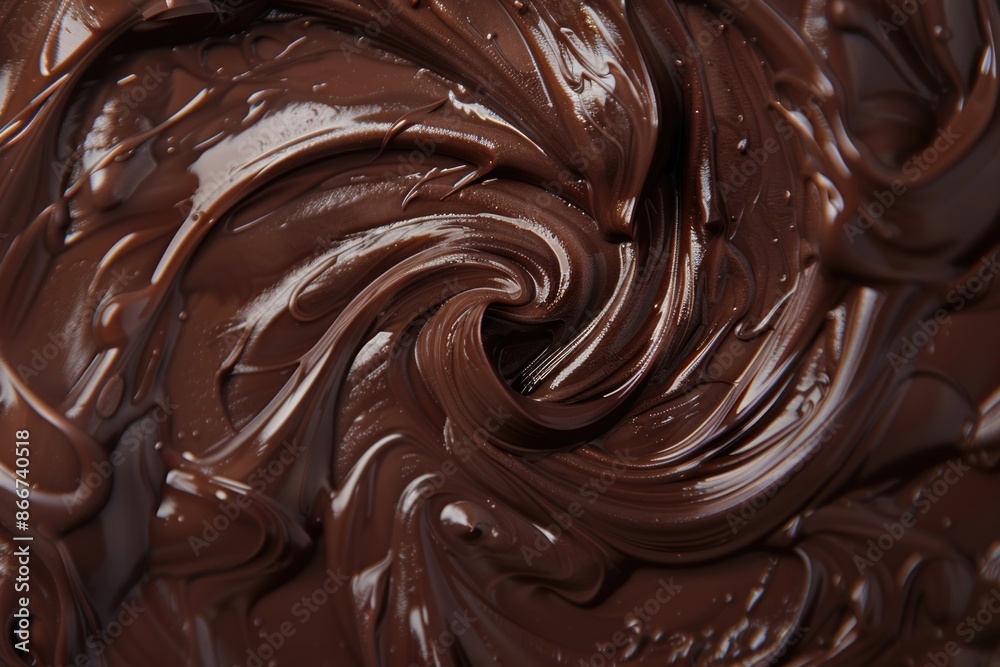 A detailed shot of a chocolate frosting swirl, suitable for food or baking related uses A detailed shot of a chocolate frosting swirl, suitable for food or baking related uses