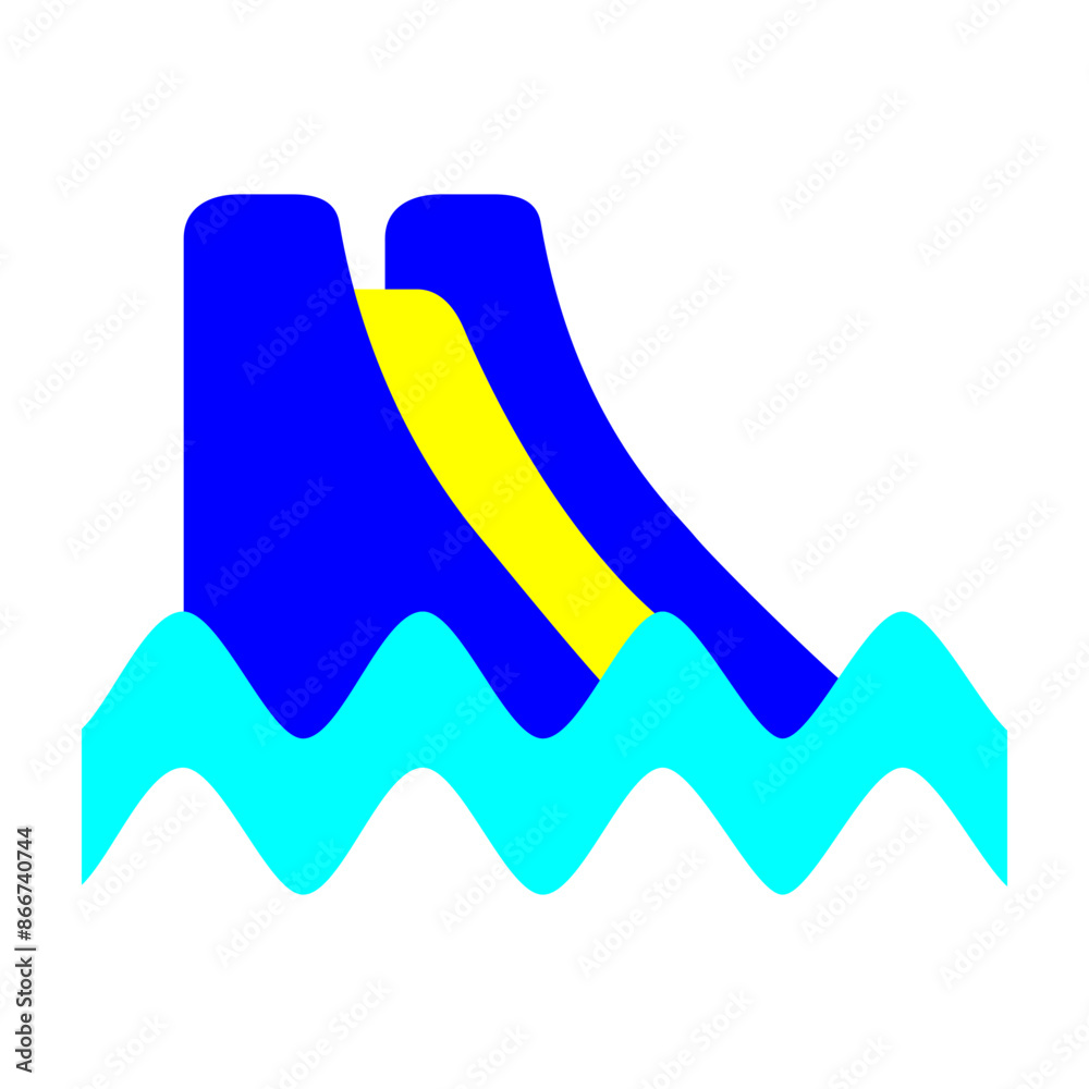 Water Slide Vector Flat Icon Design Water Slide Vector Flat Icon Design