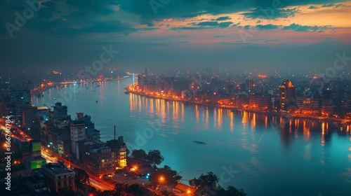Kolkata in India, Night view photo