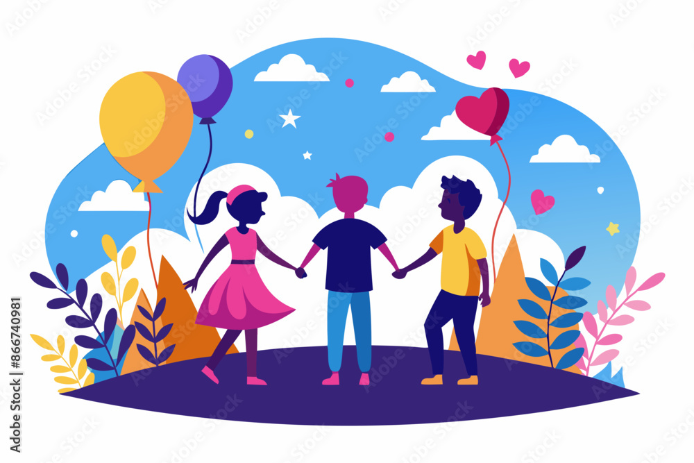 Happy Friendship Day vector silhouette on a white background. Happy Friendship Day vector silhouette on a white background.