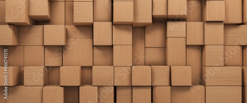Vibrantly hued wooden 3D cubes arranged on a textured wall create a striking backdrop for banners or wallpapers