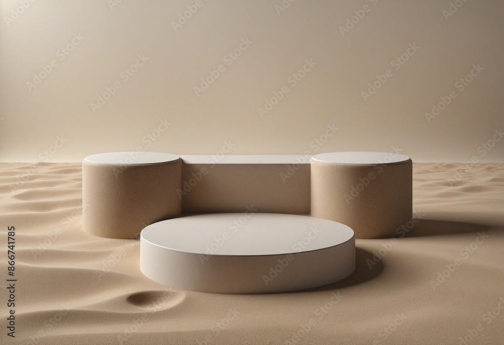Minimalist Desert Beauty Showcase with Beige Stone Background Minimalist Desert Beauty Showcase with Beige Stone Background