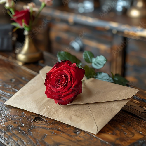 a beautiful rose with a love letter made with generative ai