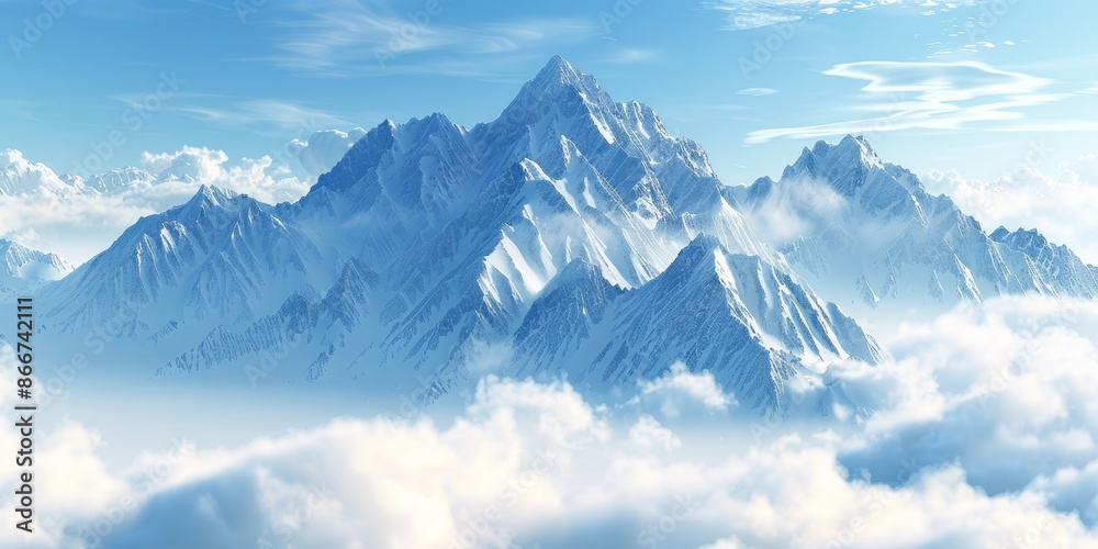 Fototapeta premium Snow-capped mountain peaks against the sky