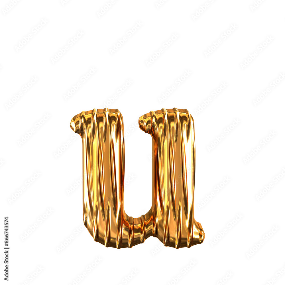 Fototapeta premium Fluted gold letter u