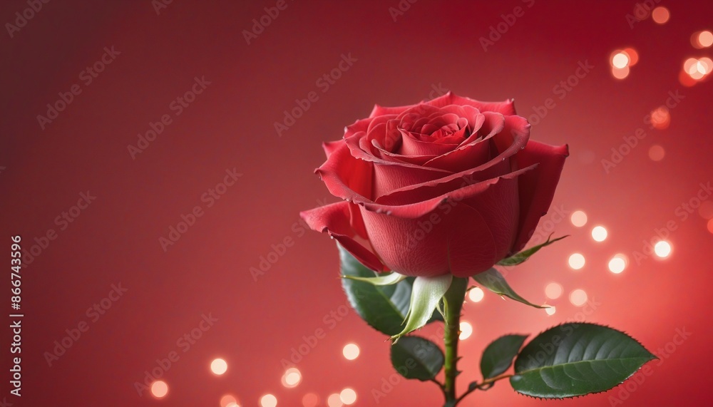 Beautiful pink rose with bokeh lights on romantic background, perfect for Valentine's Day Beautiful pink rose with bokeh lights on romantic background, perfect for Valentine's Day