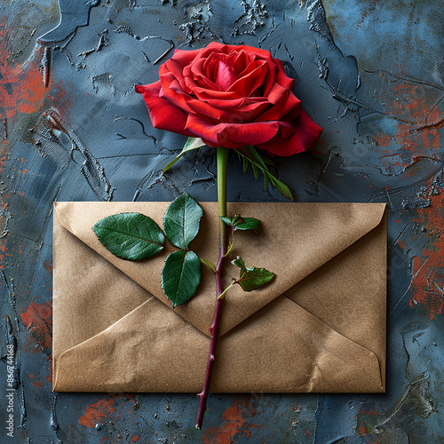 a beautiful rose with a love letter made with generative ai