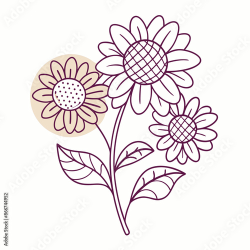 Hand drawn flat design simple sunflower outline (34)