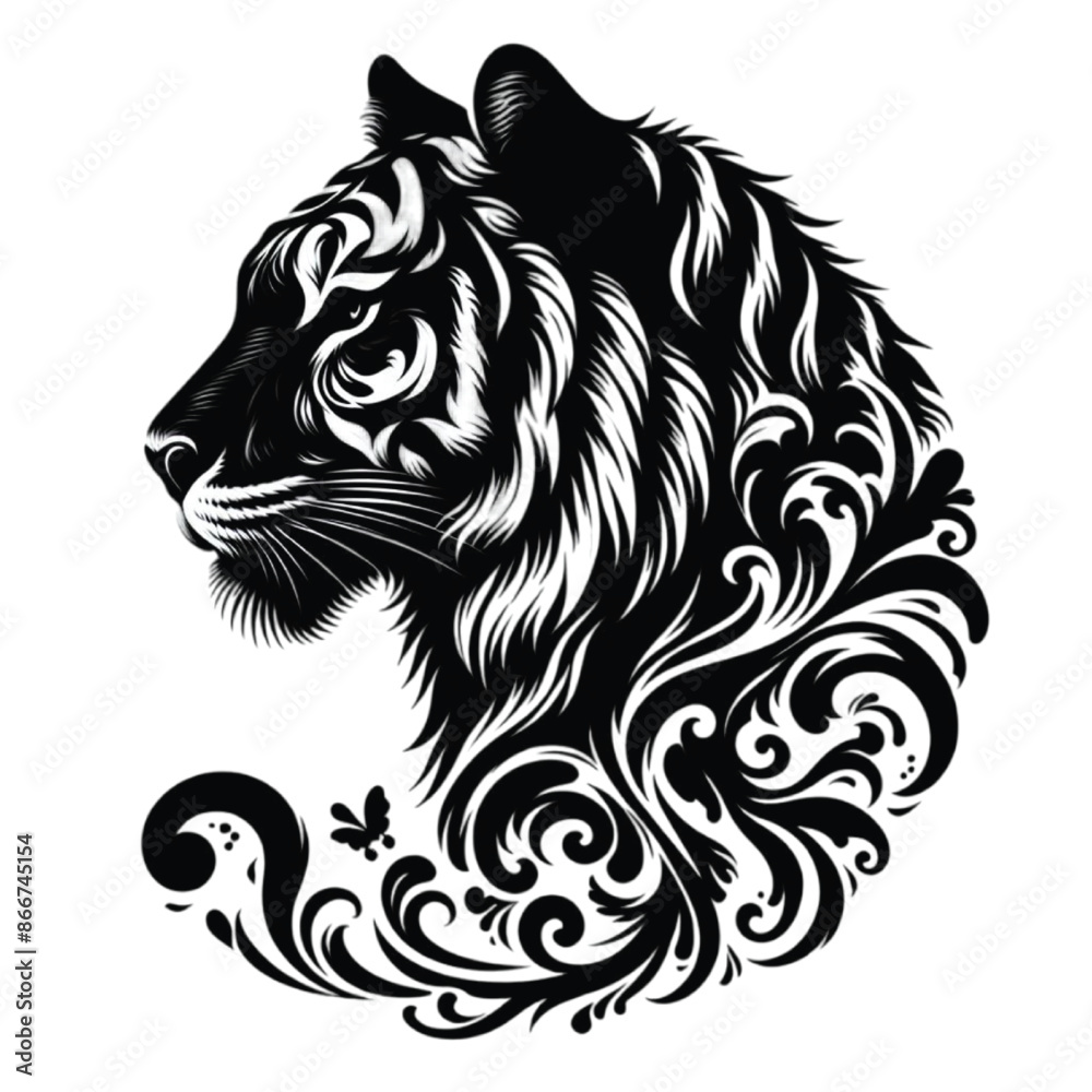 Obraz premium Silhouette tiger vector
