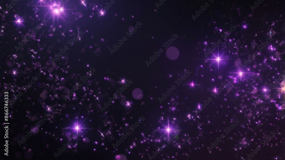 Purple star-shaped lights descending from the sky, adding a touch of enchantment. Purple star-shaped lights descending from the sky, adding a touch of enchantment.