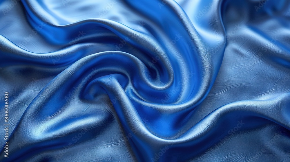 A detailed image of blue cloth with ripples at the top and bottom A detailed image of blue cloth with ripples at the top and bottom