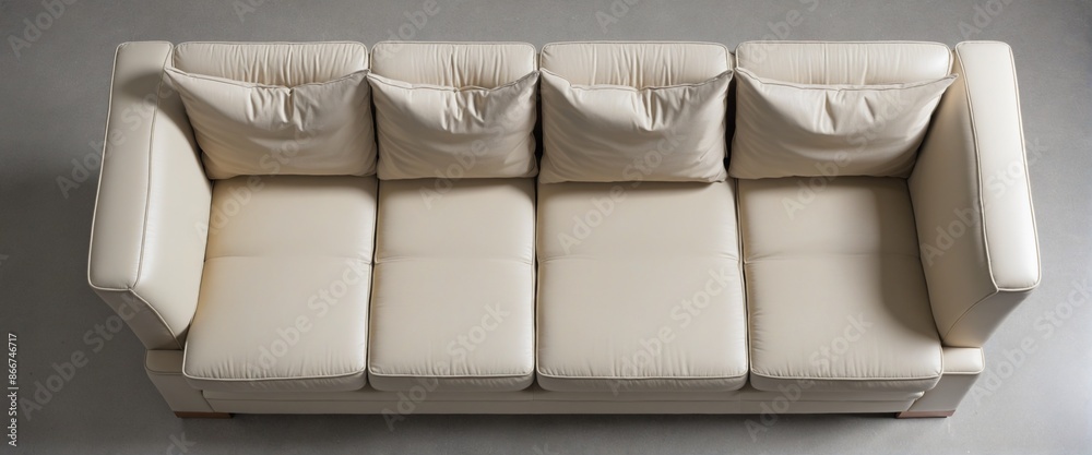 Visualization of sofa from a top perspective in a stylish home interior Visualization of sofa from a top perspective in a stylish home interior