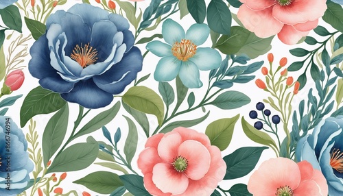 Blooming botanic bliss: a vibrant spring-themed watercolor floral pattern