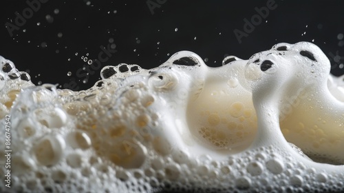 A close-up shot of a foamy substance with intricate details and texture