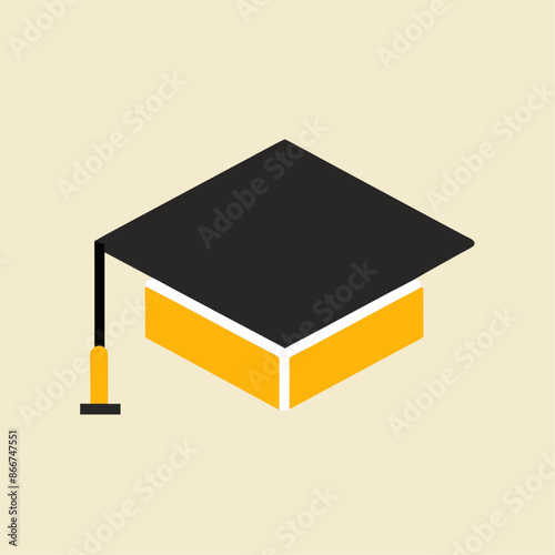 Mortarboard icon, education symbol flat design vector illustration isolated white background (34)