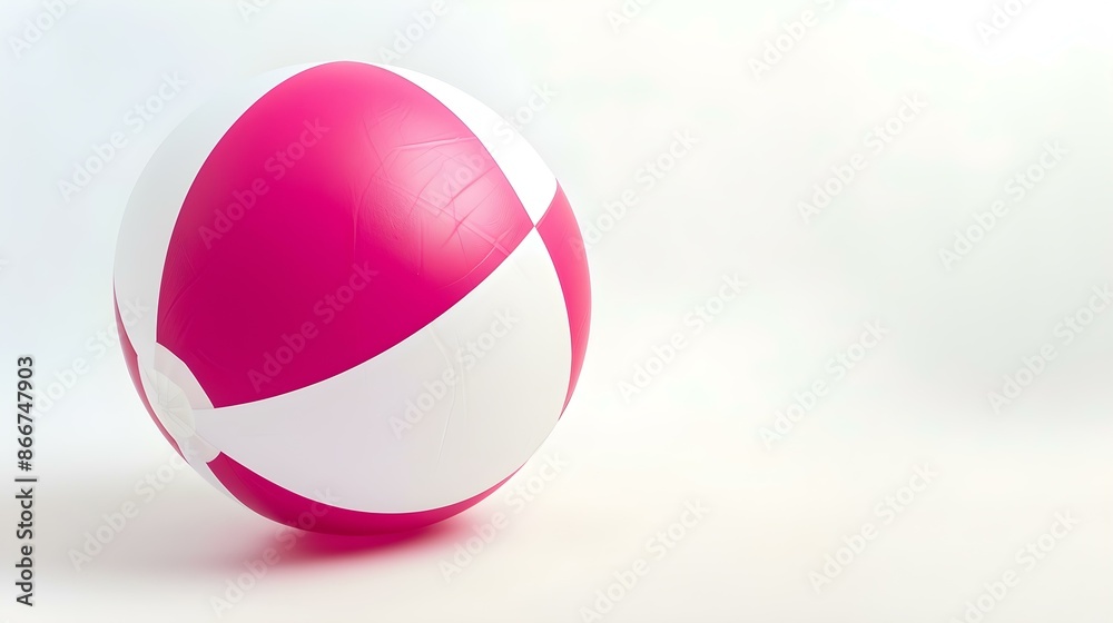 Fuchsia and White Beach Ball on a white Background with Copy Space Fuchsia and White Beach Ball on a white Background with Copy Space