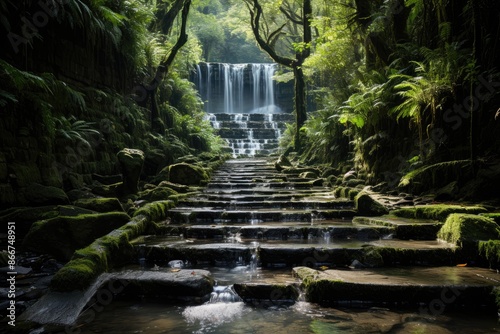 Auckland, New Zealand, Waitakere Ranges regional park, with trails and waterfalls., generative IA photo