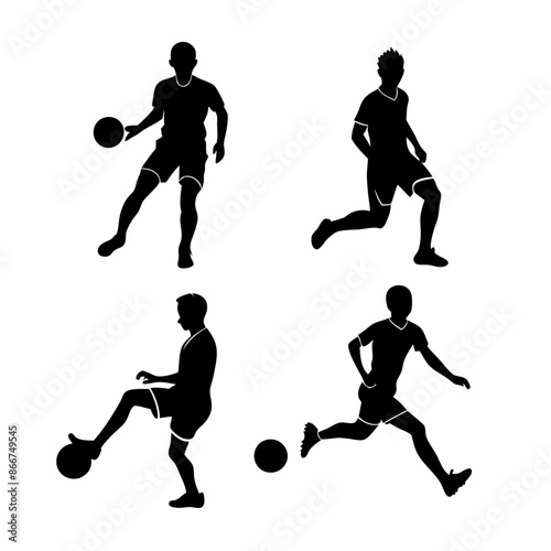 Silhouette collection of soccer players isolated on white background (15)