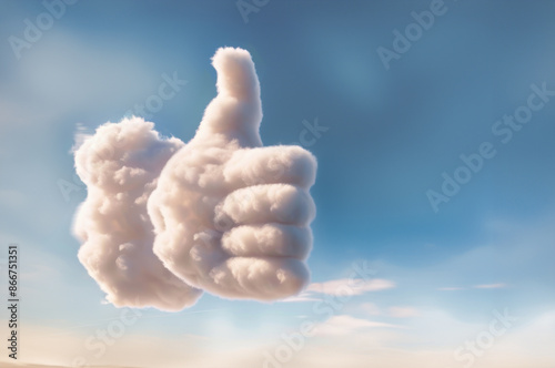Clouds forming a thumbs up shape in the sky, symbolizing positive vibes and approval