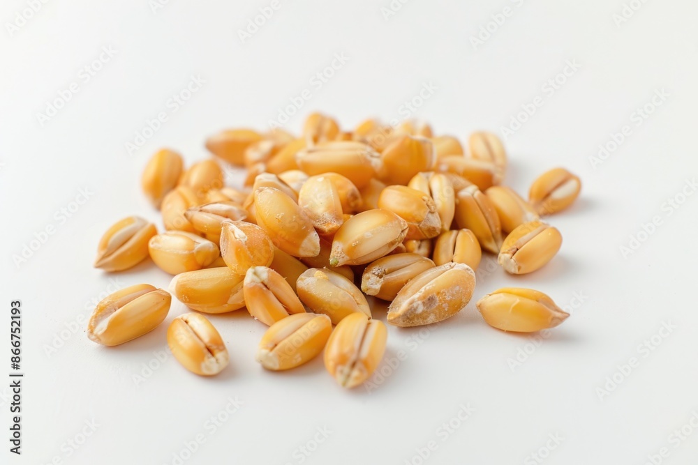 A pile of corn kernels on a white surface
