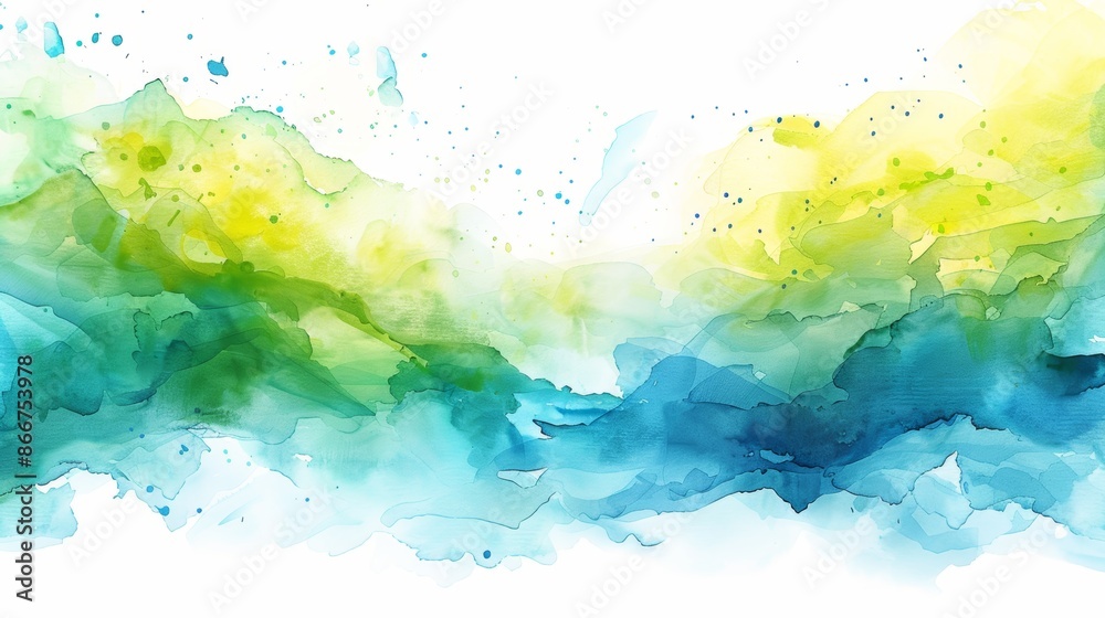 Obraz premium Abstract watercolor background with blue, green and yellow colors.
