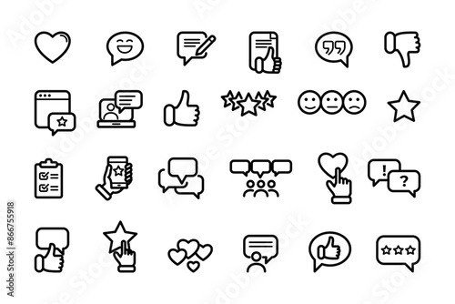 Simple Set of Testimonials Related Vector Line Icons. Contains such Icons as Customer Relationship Management, Feedback, Review, Emotion symbols and more.