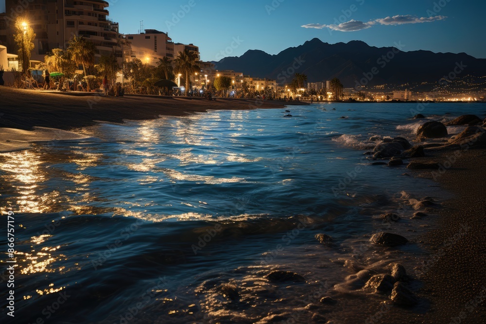 Eliat, Israel, the beaches of Eilat, with water from the crystal clear red sea., generative IA