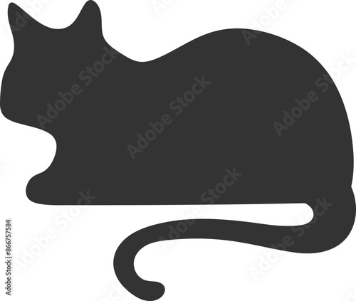 Cat laid down Simple Silhouette 