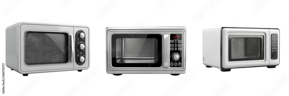 set of A compact countertop microwave oven on transparent background set of A compact countertop microwave oven on transparent background