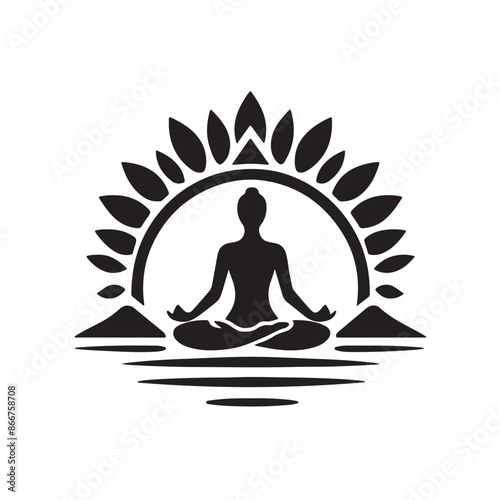 Yoga logo icon silhouette vector art illustrator4