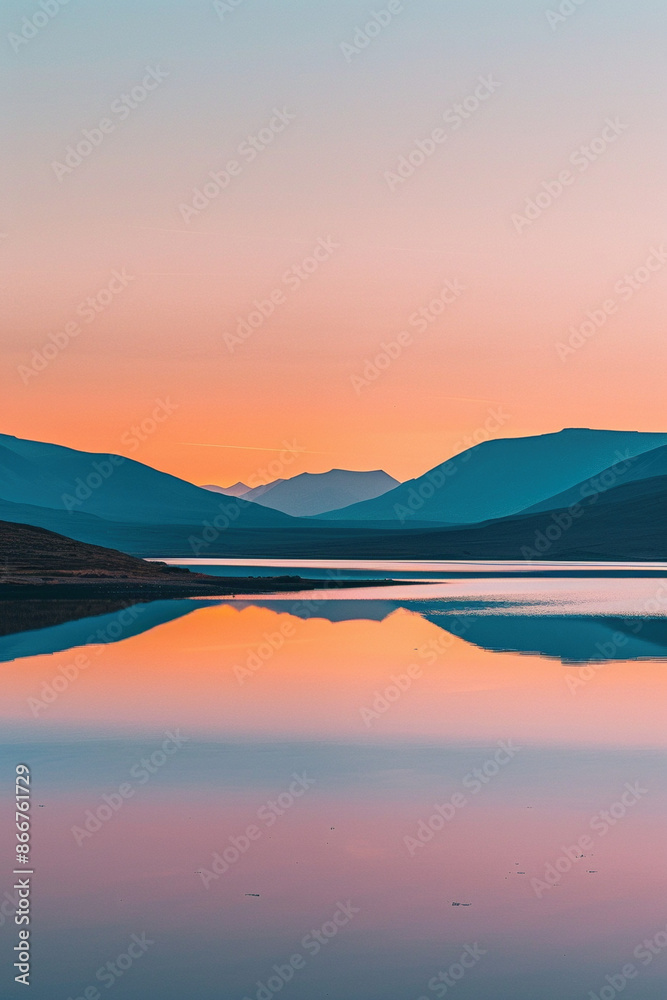 custom made wallpaper toronto digitalSonnenuntergang mit Bergen und See