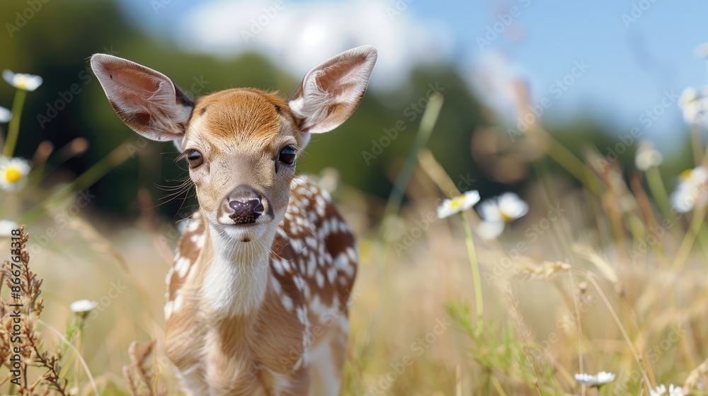 baby deer standing in a meadow baby deer standing in a meadow