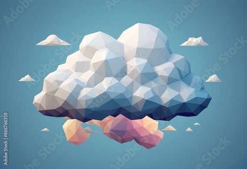 A low poly vector background featuring a cloud design representing modern weather iconography photo